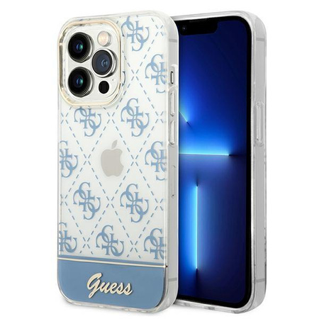 Guess 4G Stripe Script Logo Electroplated Pattern - iPhone 14 Pro Max Case (blue)