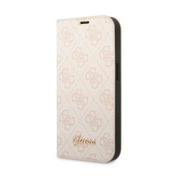 Guess 4G Metall Kamera Umriss Booktype Fall - iPhone 14 Plus Fall (rosa)