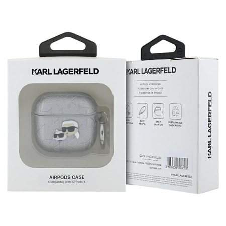 Karl Lagerfeld Monogramm Karl & Choupette Kopf - AirPods 4 Gehäuse (silber)