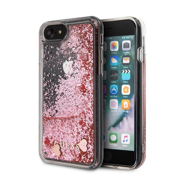 Guess Liquid Glitter Hearts - Case iPhone SE 2020 / 8 / 7 (pink/red)