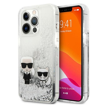 Karl Lagerfeld Liquid Glitter Karl & Choupette - iPhone 13 Pro Max Case (silver)