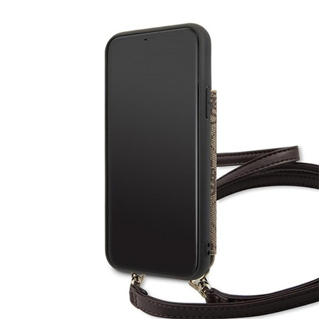 Guess 4G Crossbody - Étui avec pochettes pour cartes et lanière détachable iPhone 11 Pro (Marron)