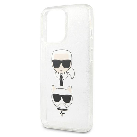 Karl Lagerfeld Glitter Karl & Choupette Head - iPhone 13 Pro Case (silver)