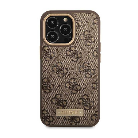 Guess 4G Logo Plate MagSafe - Etui iPhone 14 Pro Max (brązowy)