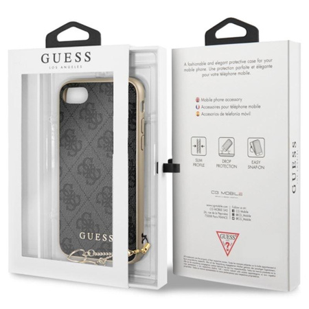 Guess 4G Charms Collection - iPhone SE 2022/ SE 2020 / 8 / 7 case with pendant (gray)