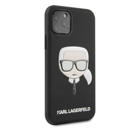 Karl Lagerfeld Iconic Embossed Glitter Case - Coque pour iPhone 11 Pro Max (Noir)