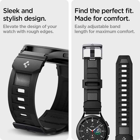 Spigen Rugged Band - Pasek do Samsung Galaxy 4 / 4 Classic / 5 / Active 2 / Huawei Watch GT 2 42 mm (Czarny)