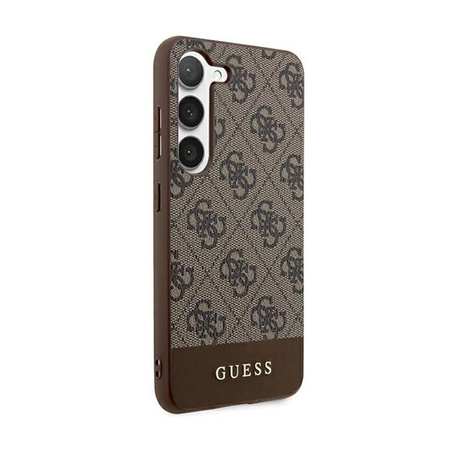 Guess 4G Bottom Stripe Metal Logo Collection - pouzdro pro Samsung Galaxy S24+ (hnědé)
