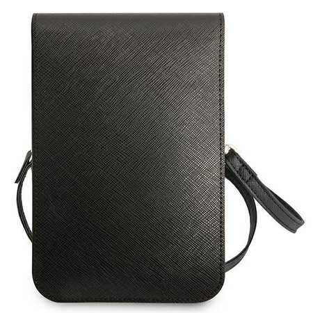 Guess Wallet Saffiano Triangle Logo Phone Bag - Sacoche pour smartphone et accessoires (Noir)