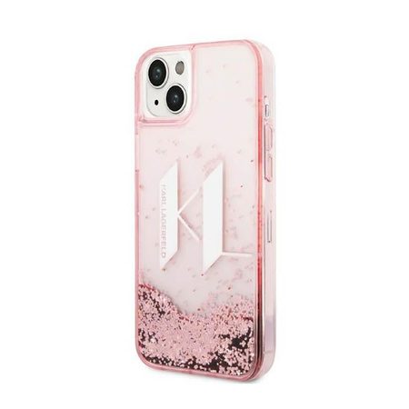 Karl Lagerfeld Liquid Glitter Big Logo Tasche - iPhone 14 Plus Tasche (rosa)
