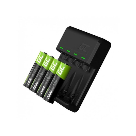 Green Cell VitalCharger - Battery Charger + 4x AA 2000mAh Ni-MH Rechargeable Batteries