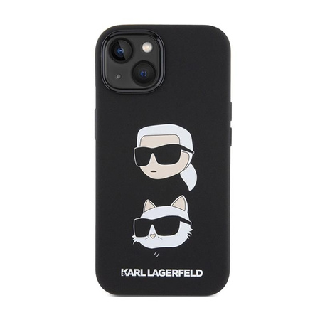 Karl Lagerfeld Silicone Karl & Choupette Heads - Coque iPhone 15 Plus (noir)