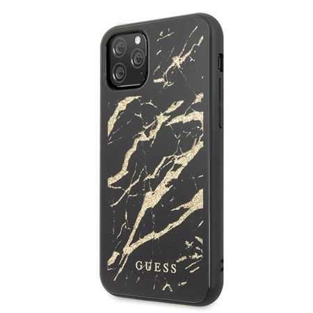 Guess Marble Glass Gold Glitter - Coque iPhone 11 Pro Max (noir)