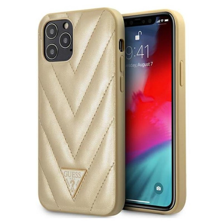 Guess V Quilted - iPhone 12 Pro Max Case (Gold)