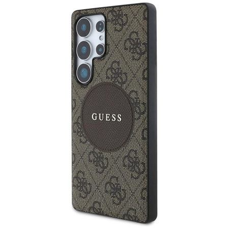 Guess 4G Round Patch Classic Logo MagSafe - étui pour Samsung Galaxy S25 Ultra (marron)