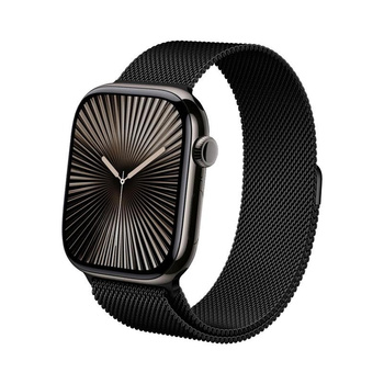Crong Milano Steel - Bracelet en acier inoxydable pour Apple Watch 44/45/46/49 mm (noir)