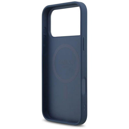 Guess Leather 4G Triangle Strass MagSafe - Hülle iPhone 17 Pro Max (Blau)