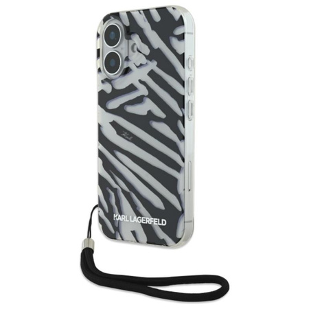 Karl Lagerfeld IML Zebramuster & Kordel - iPhone 16 Tasche (schwarz)