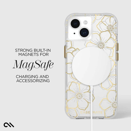 Case-Mate Floral Gems MagSafe - iPhone 15 Plus Tasche (Gold)