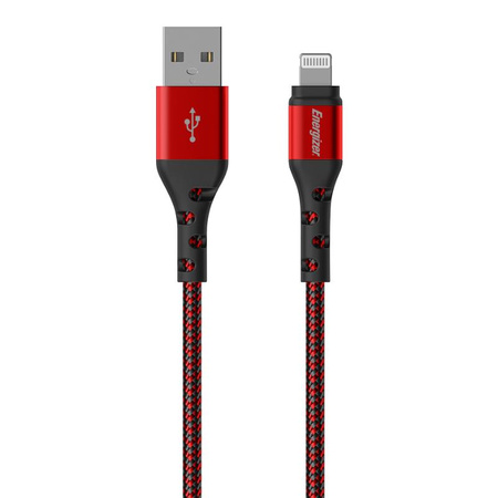 Energizer Ultimate - Připojovací kabel USB-A na Lightning s certifikací MFi 2 m (červený)