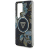 Guess Glitter Flowers Triangle Buttons MagSafe - étui pour Samsung Galaxy S25 Ultra (noir)
