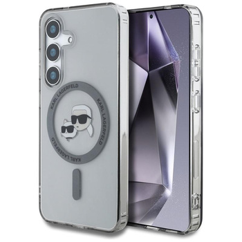 Karl Lagerfeld Button Karl & Choupette Heads Printed Logo MagSafe - Case for Samsung Galaxy S25 (Black)