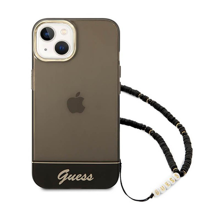 Guess Translucent Pearl Strap - pouzdro pro iPhone 14 (černé)