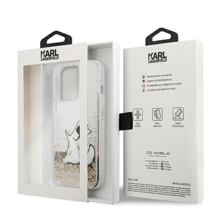 Karl Lagerfeld Liquid Glitter Choupette Fun - iPhone 13 Pro tok (arany)