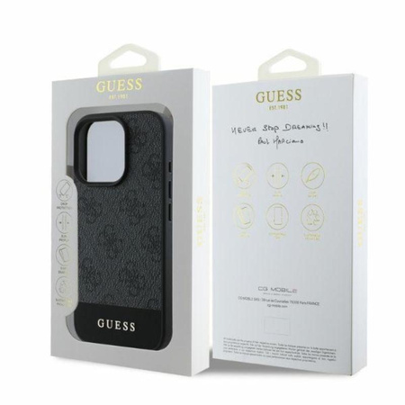 Guess 4G Bottom Stripe – Hülle für iPhone 16 Pro (grau)