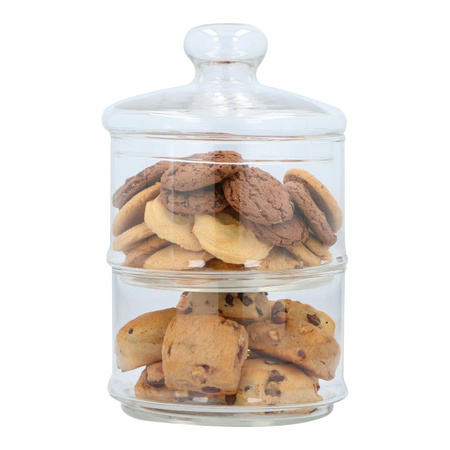 Alpina - Glass container / jar for sweets, 2 levels, 16x28 cm