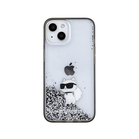 Karl Lagerfeld Liquid Glitter Choupette - pouzdro pro iPhone 15 (průhledné)