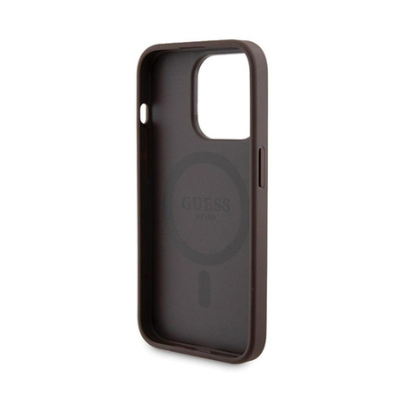 Guess Bundle Pack MagSafe 4G Metal Gold Logo - sada pouzdra + Power Bank 5000mAh MagSafe iPhone 15 Pro (hnědá)