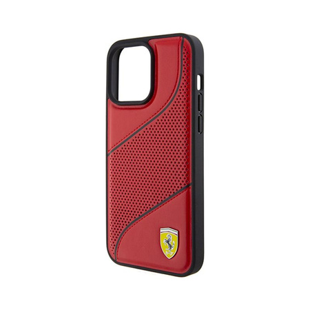 Ferrari Perforated Waves Metal Logo - iPhone 15 Pro Max Case (red)