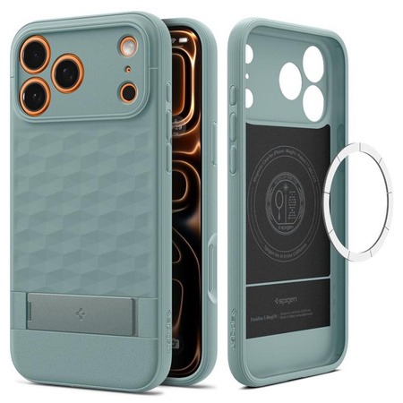 ETUI DO IPHONE 17 PRO do MAGSAFE SPIGEN PARALLAX ORYGINALNE ZIELONE CASE