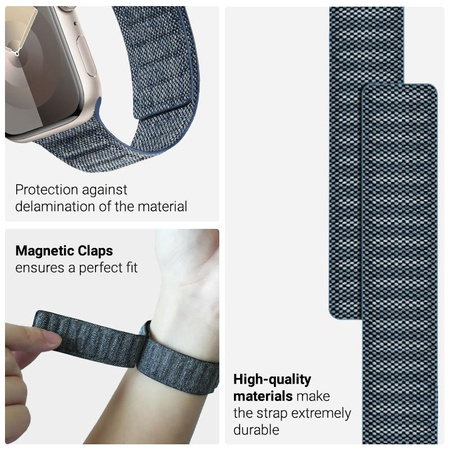 Crong Melange - Bracelet magnétique pour Apple Watch 44/45/46/49 mm (bleu melange)