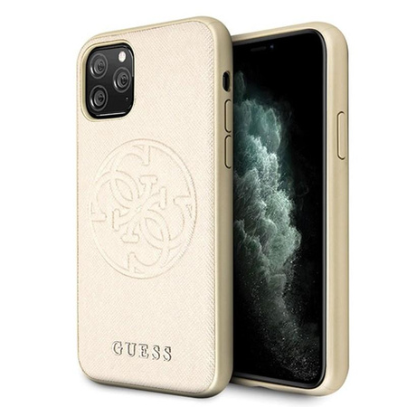 Guess Saffiano 4G Circle Logo - Etui iPhone 11 Pro Max (złoty)