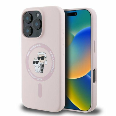 Karl Lagerfeld szilikon Karl & Choupette Ring MagSafe - iPhone 16 Pro tok (rózsaszín)