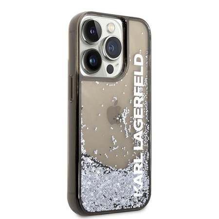 Karl Lagerfeld Liquid Glitter Translucent Elongated Logo Case - pouzdro pro iPhone 14 Pro Max (černé)