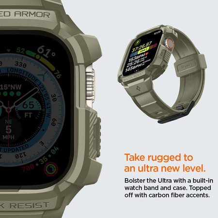 Spigen Rugged Armor Pro - Pasek z obudową do Apple Watch Ultra 49 mm (Vintage Khaki)