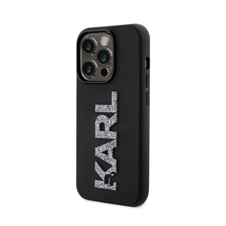 Karl Lagerfeld 3D Rubber Glitter Logo - iPhone 15 Pro Tasche (Schwarz)