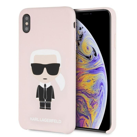 Karl Lagerfeld Silicone Iconic - Etui iPhone Xs Max (jasnoróżowy)