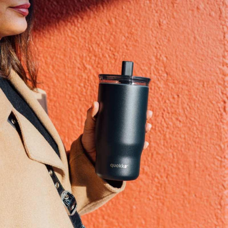 Quokka Mist - Tazza termica in acciaio inox da 720 ml con cannuccia (nero)