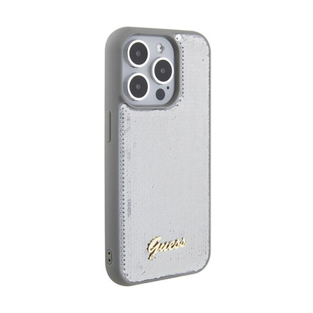 Guess Sequin Script Metal - Case for iPhone 15 Pro Max (Silver)