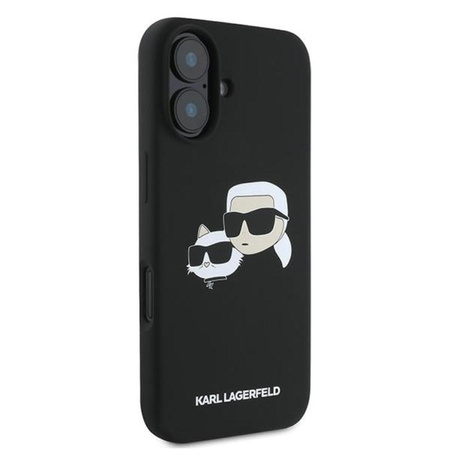 Karl Lagerfeld szilikon dupla fejű nyomtatott MagSafe - iPhone 16 Plus tok (fekete)