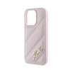 Karl Lagerfeld Diagonal Gesteppte Schrift - iPhone 14 Pro Tasche (rosa)