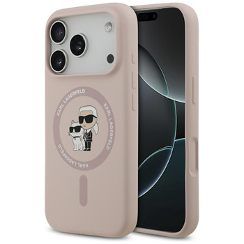 Karl Lagerfeld Silicone Karl & Choupette Ring MagSafe - Hülle iPhone 17 Pro (rosa)