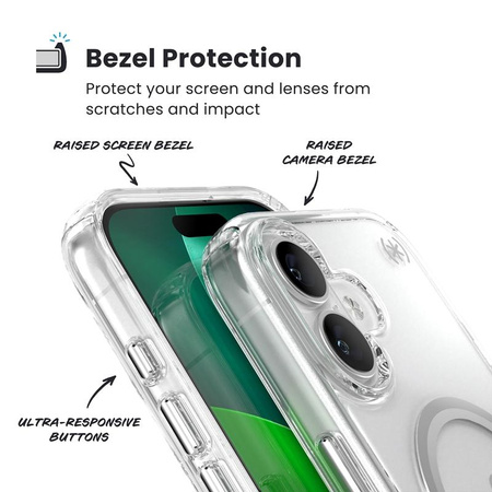 Speck Presidio Perfect Clear MagSafe - iPhone 17 Case (Clear / Silver)