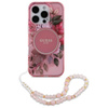 Guess IML Flowers With Pearl Strap MagSafe Case - iPhone 16 Pro Max (rose)