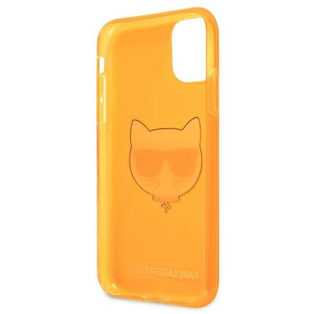 Karl Lagerfeld Choupette Head - pouzdro pro iPhone 11 (fluo oranžová)
