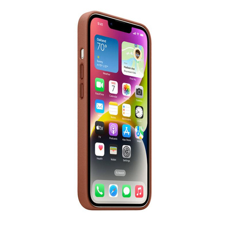 Apple Leather Case - Étui en cuir avec MagSafe pour iPhone 14 (umbra)